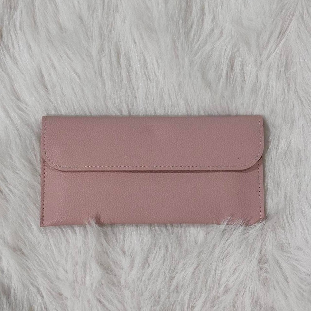 Blush Pink Minimalist Faux Leather Envelope Wallet